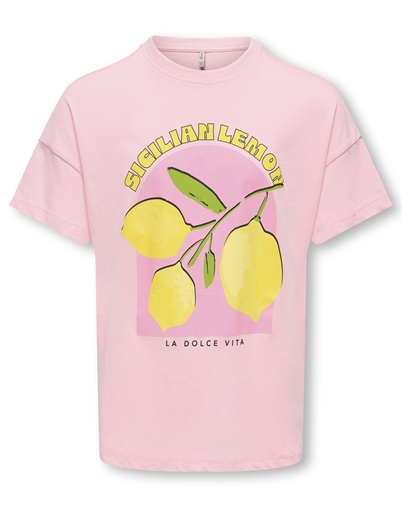 Kids Only - KOGLimone Life Print T-shirt - Trickled Pink